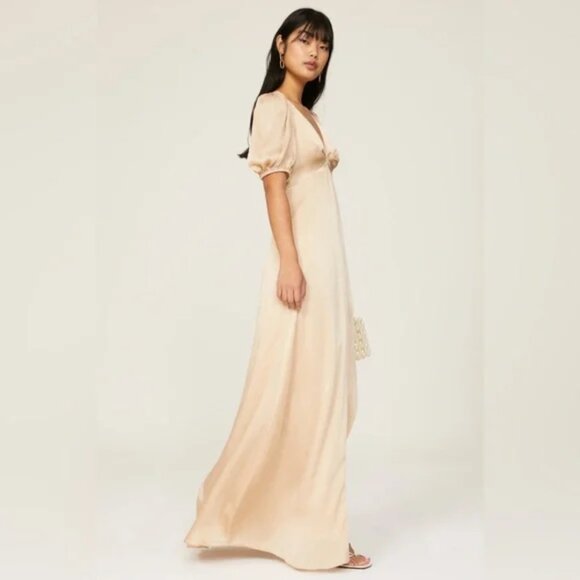 Anthropologie Sachin & Babi Size 8 Alli‎ Gold Cream Champagne Gown Maxi Dress - Picture 4 of 8